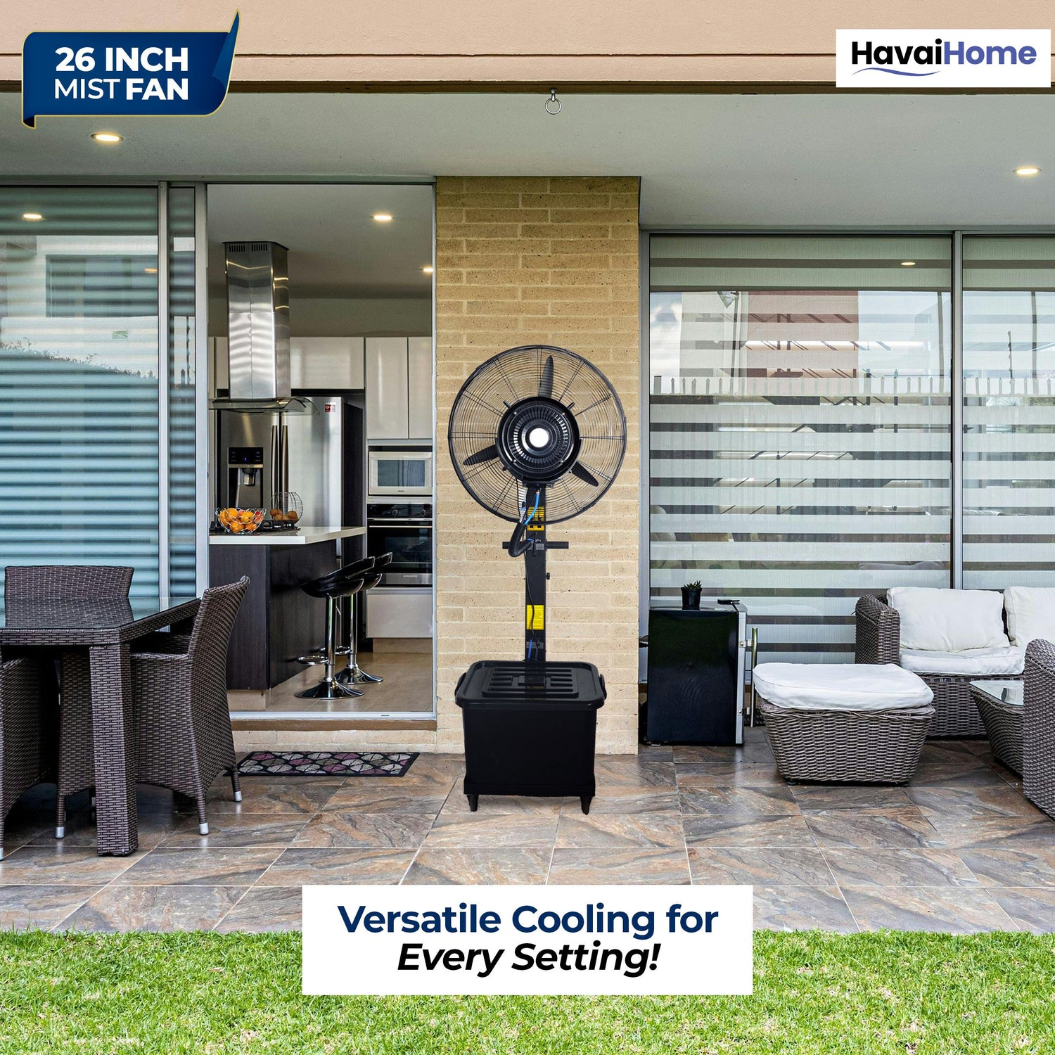 26″ Commercial Mist Fan, 260W Copper Motor | 10m Spray | Manual Mist Control | Aluminium Blade | Finger-Proof Grill | 41L Tank | Fixed 6ft Height | 48-Hour Installation &amp; 1-Year Warranty