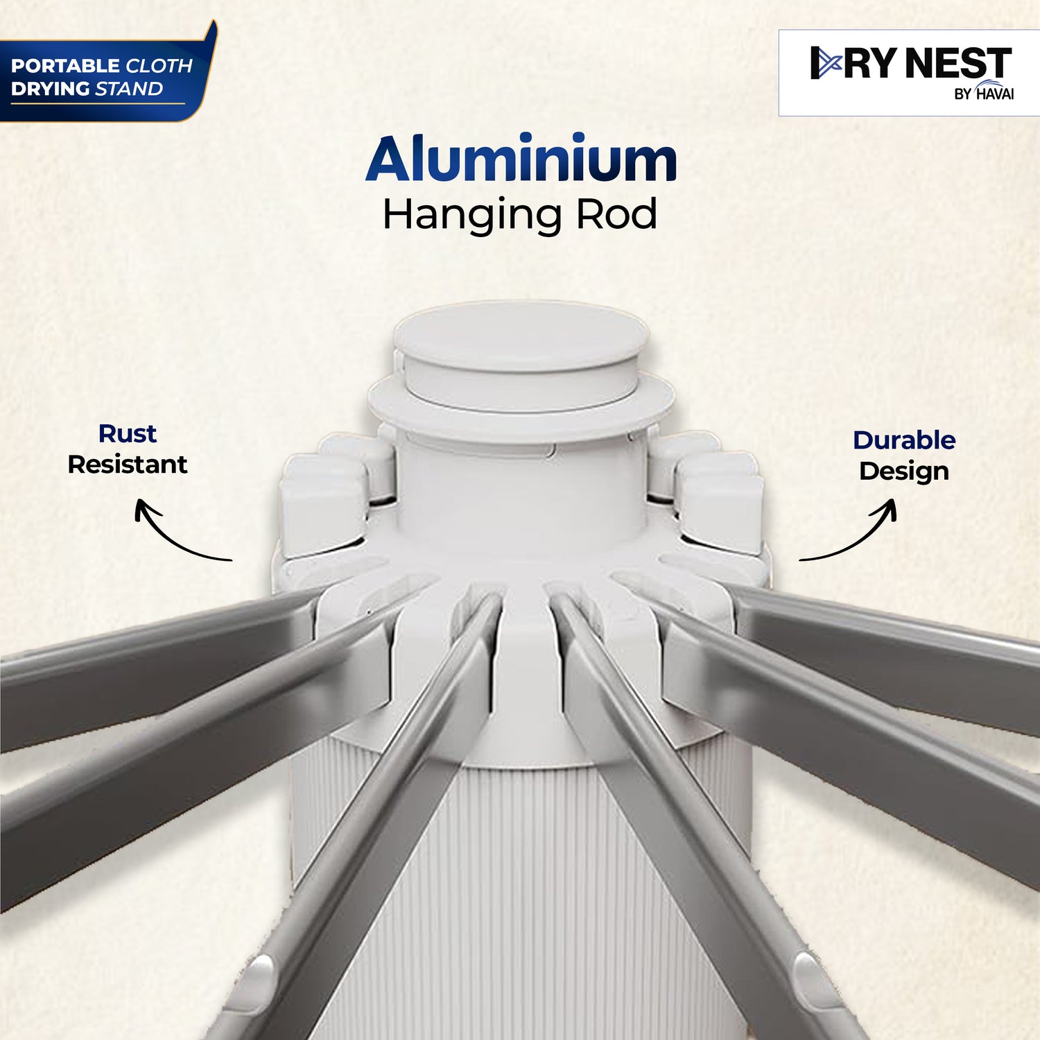 HAVAI Octopus Foldable Rotating Cloth Drying Rack | 360° Multi-Layer Laundry Stand with Lockable Wheels &amp; Strong Load Capacity | Space-Saving Indoor/Outdoor Clothes Hanger for Home Balcony (White)