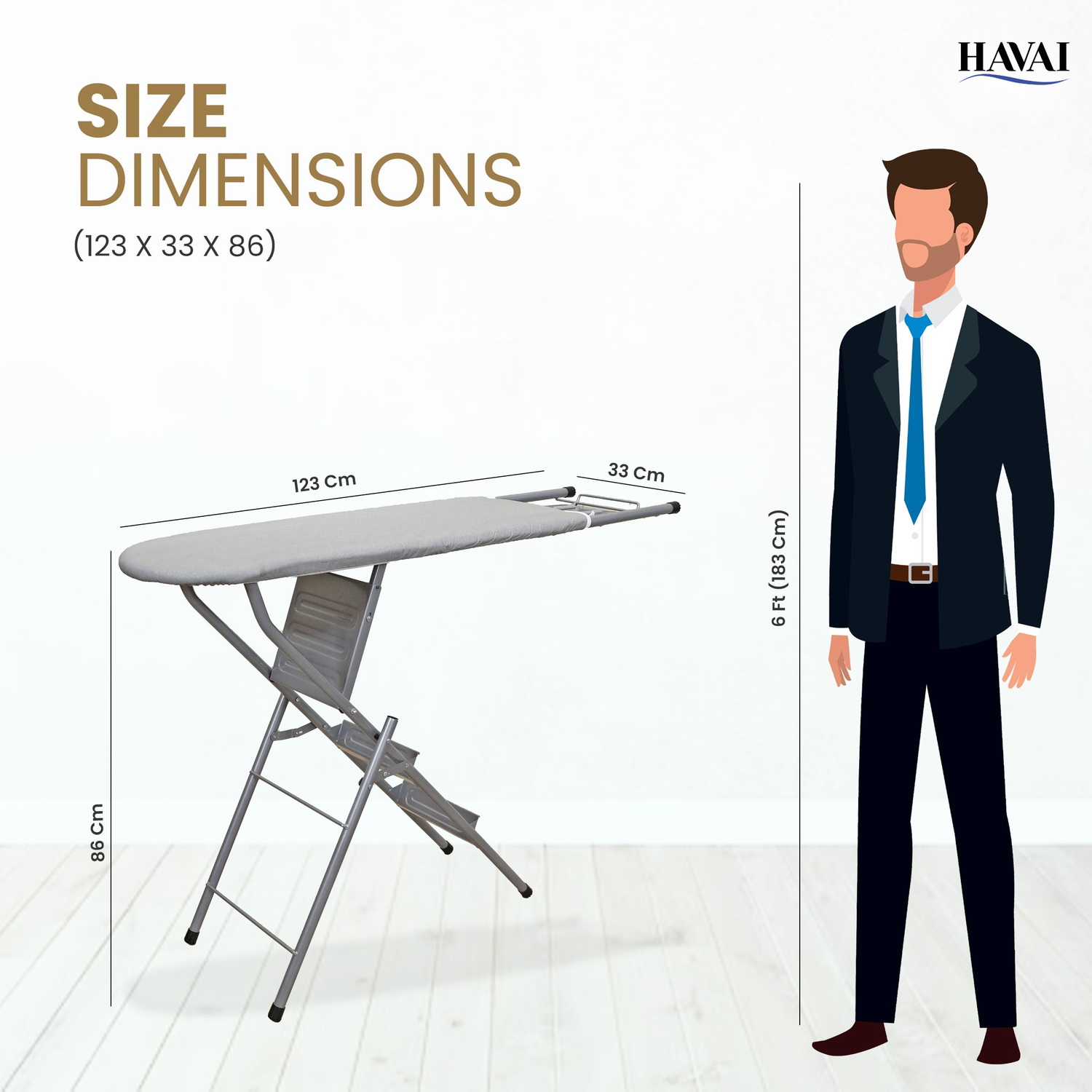 HAVAI Multi-Purpose 2-in-1 Ironing Board with Ladder | Convertible Iron Table for Ironing Clothes | Multi-Use Three Step Ladder Fully Foldable