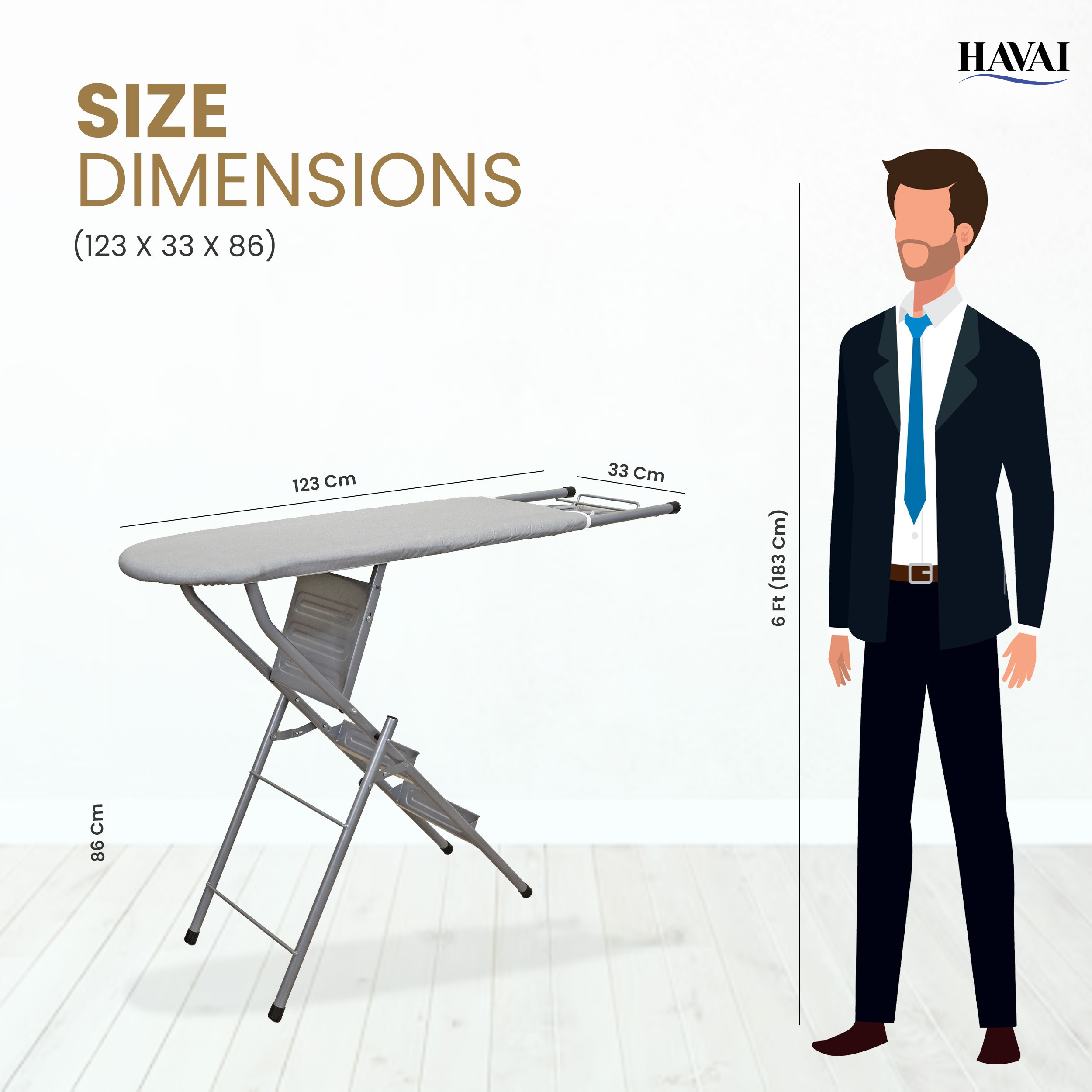 HAVAI Multi-Purpose 2-in-1 Ironing Board with Ladder | Convertible Iron Table for Ironing Clothes | Multi-Use Three Step Ladder Fully Foldable
