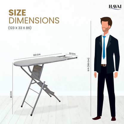HAVAI Multi-Purpose 2-in-1 Ironing Board with Ladder | Convertible Iron Table for Ironing Clothes | Multi-Use Three Step Ladder Fully Foldable