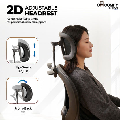 HAVAI Velmora Ergonomic Office Chair | High Back Mesh Chair with Reclining Mechanism, Adjustable Armrest, Headrest &amp; Lumbar Support | Nylon Base &amp; Wheels | Executive/WFH Chair (Black)