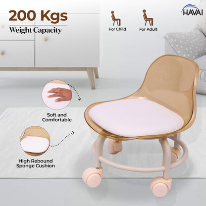 HAVAI Rolling Chair – 360° Rotatable Wheels, Backrest, Wide Seating Surface, Playful Chair for Active People
