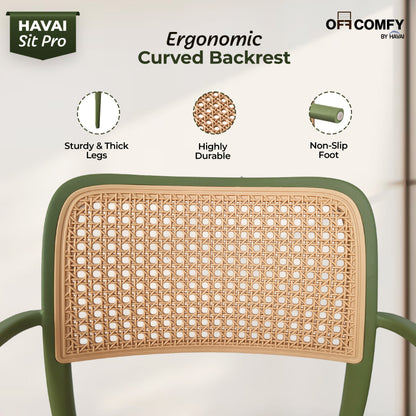 HAVAI SitPro Premium Plastic Chair for Home, Office &amp; Café | Modern Ergonomic Design | Heavy-Duty Reinforced Frame | Indoor &amp; Outdoor Use | Stackable | Pack of 2 | 1-Year Warranty | Made in India