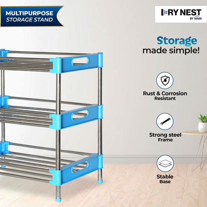 HAVAI Multipurpose Heavy Duty Steel Rack | 2.0 KG Strong &amp; Durable Organizer for Kitchen, Bathroom &amp; Home Use