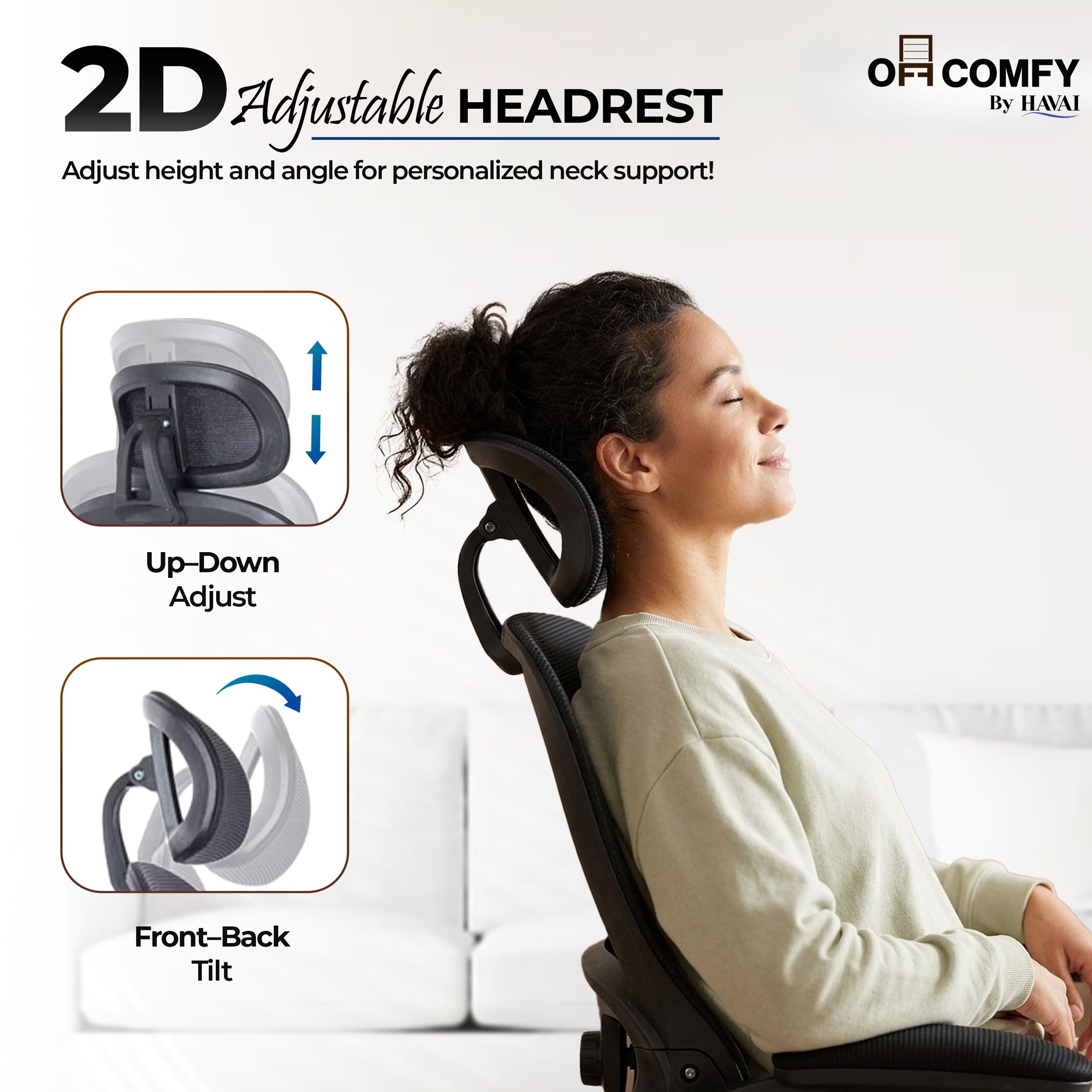 HAVAI LUMA BLACK Ergonomic Mesh Office Chair | Mid Back | Breathable Net Fabric | Height Adjustable | Class 2 Gas Lift | Nylon Base | Smooth Wheels | WFH &amp; Office (BLACK)