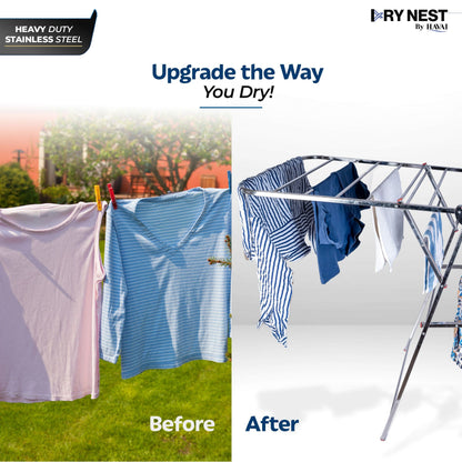 DryNest by Havai – 4.1 KG Heavy Duty Foldable Cloth Drying Stand | Premium Rust-Free Stainless Steel Laundry Rack with Strong Steel Rods | Indoor, Outdoor &amp; Balcony Use | Portable Clothes Dryer Stand