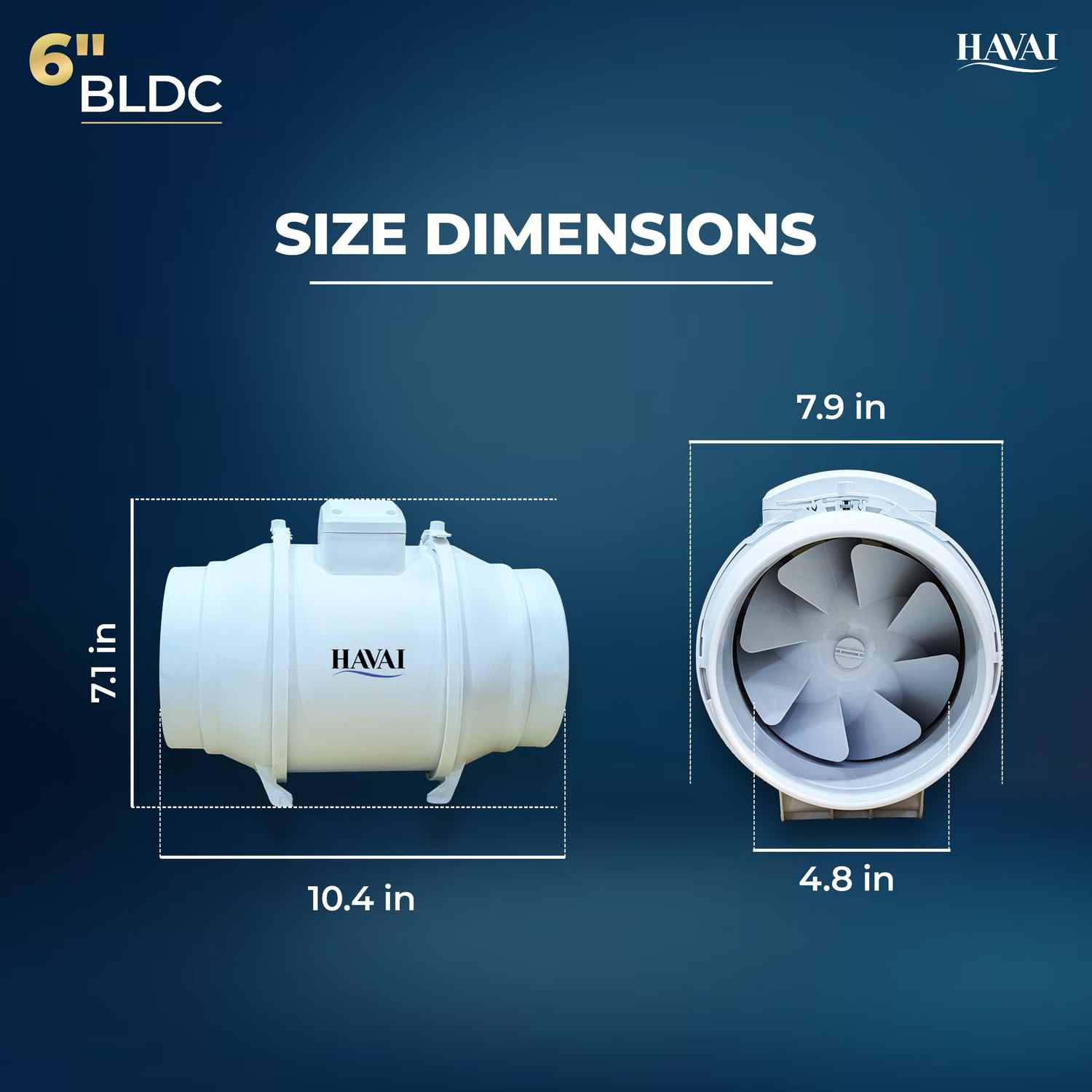HAVAI BLDC Inline Duct Fan 6 Inch | 540 CMH Airflow | Low Noise Exhaust Fan for Ventilation &amp; Cooling