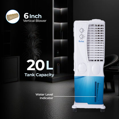 Bullet Tower Air Cooler - 20 Liter, White