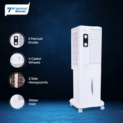 Desert Tower XL Cooler with Powerful Vertical ABS Blower - 42 L, White