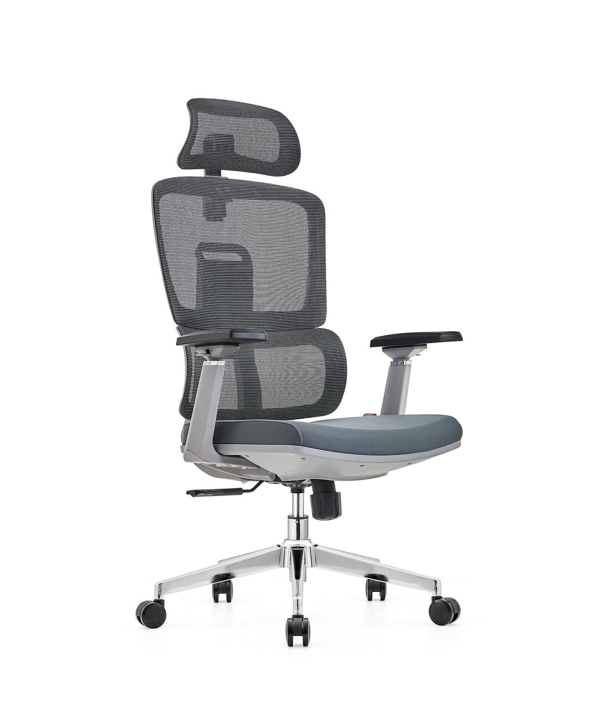 Havai AeroFlex High Back Office Chair | Ergonomic High Back Mesh | Adjustable Headrest | Lumbar Support | Reclining Function | Height Adjustable | 2D Adjustable Armrests | Comfortable Cushioned Seat | Chrome Five-Star Base | Smooth Rolling Casters | Grey
