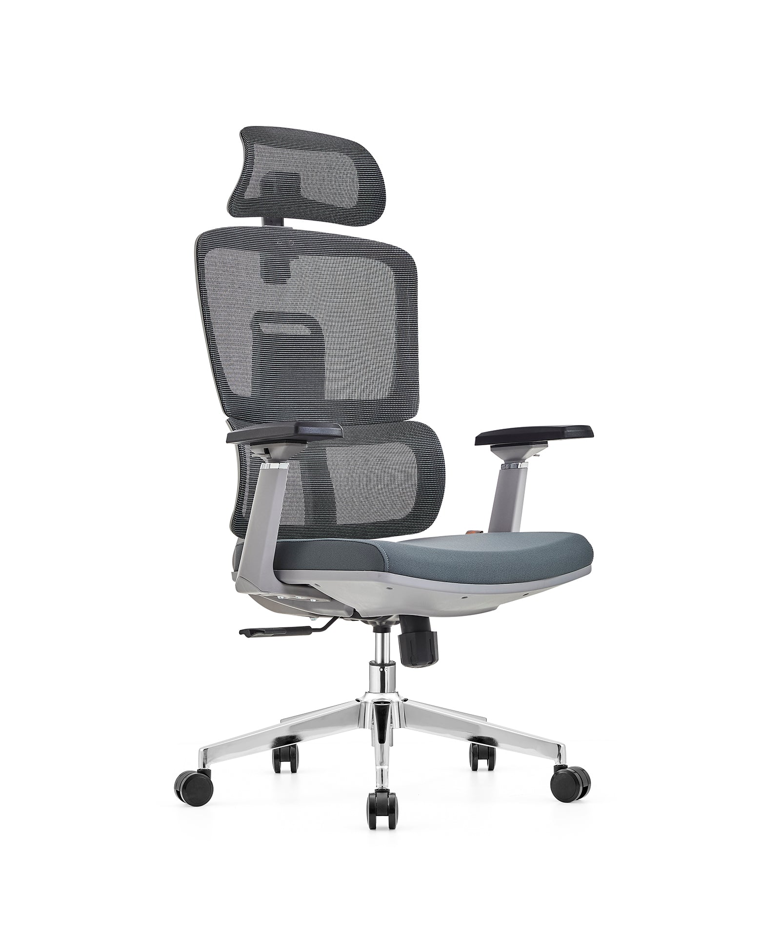 Havai AeroFlex High Back Office Chair | Ergonomic High Back Mesh | Adjustable Headrest | Lumbar Support | Reclining Function | Height Adjustable | 2D Adjustable Armrests | Comfortable Cushioned Seat | Chrome Five-Star Base | Smooth Rolling Casters | Grey