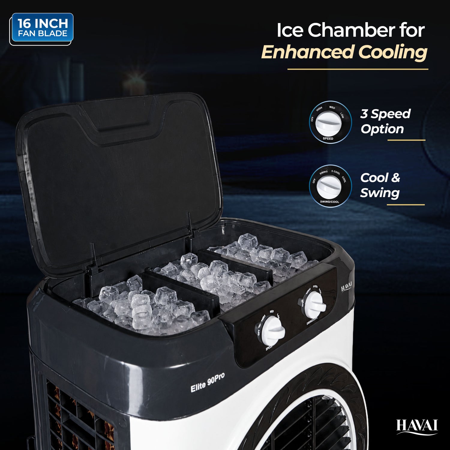 Havai Elite Pro 90 Desert Air Cooler, 90 L, 16-Inch Fan, 20 Ft Air Throw