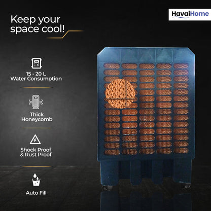Thunder 200 Tent Cooler | 30-Inch Heavy-Duty 3-Leaf Blade | 10,000 m³/hr Air Delivery | 175 Litre Water Tank | 550W Powerful Motor | Single-Phase Aluminium Winding Motor|1-Year Warranty)