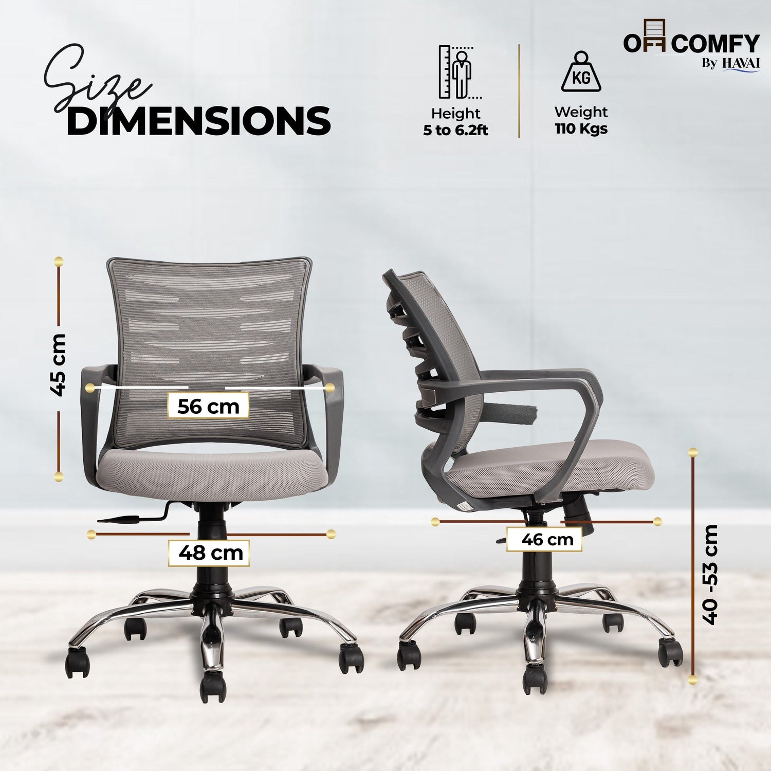 Navy Grey Low Back Ergonomic Mesh Office Chair |  Single Lock Tilt Mechanism | Mild Steel EPC Base | Class 4 Gaslift  | Fixed Armrests | 50mm Casters | Breathable Mesh Back