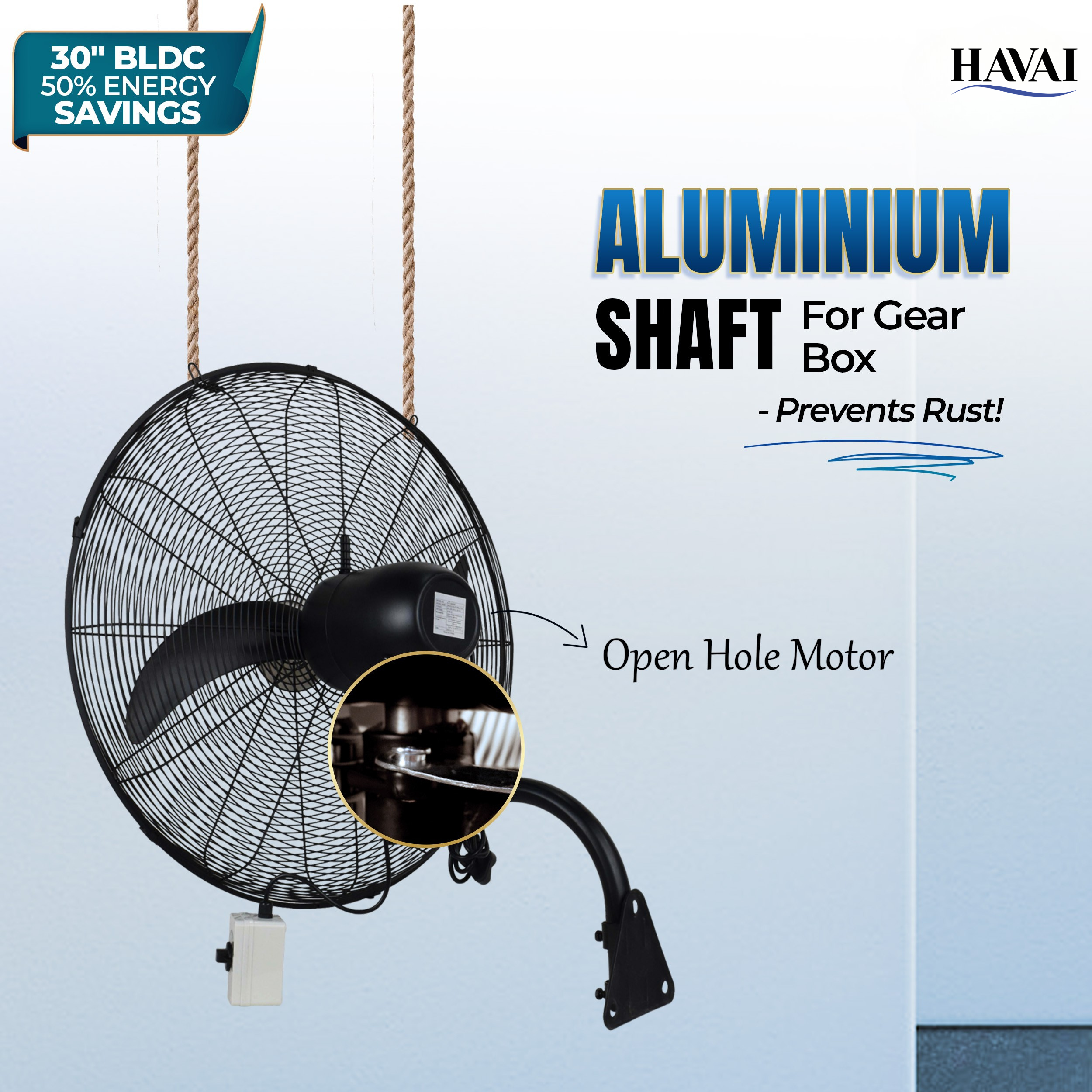 BLDC Wall Mount Fan 30 Inch, 50% Savings On Electricity, High Velocity, Heavy Duty Metal For Industrial, Commercial And Residential Use, Assembly Included , Black