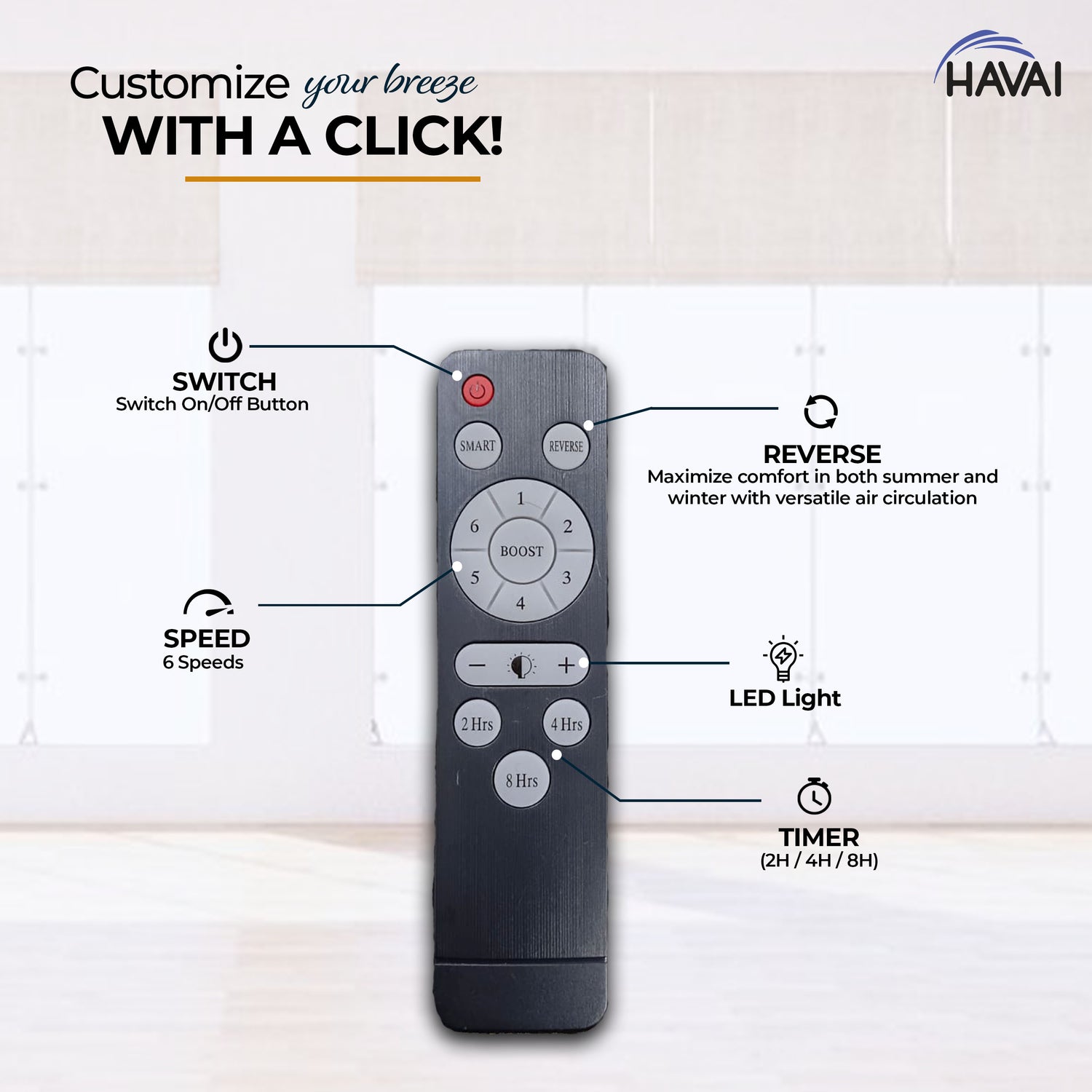 HAVAI Spinel BLDC Ceiling Fan with Decorative Ring | 1200mm, 6 Blades, 25W | Remote Control &amp; 9W LED Light | 2 Years Warranty | Champagne Yellow