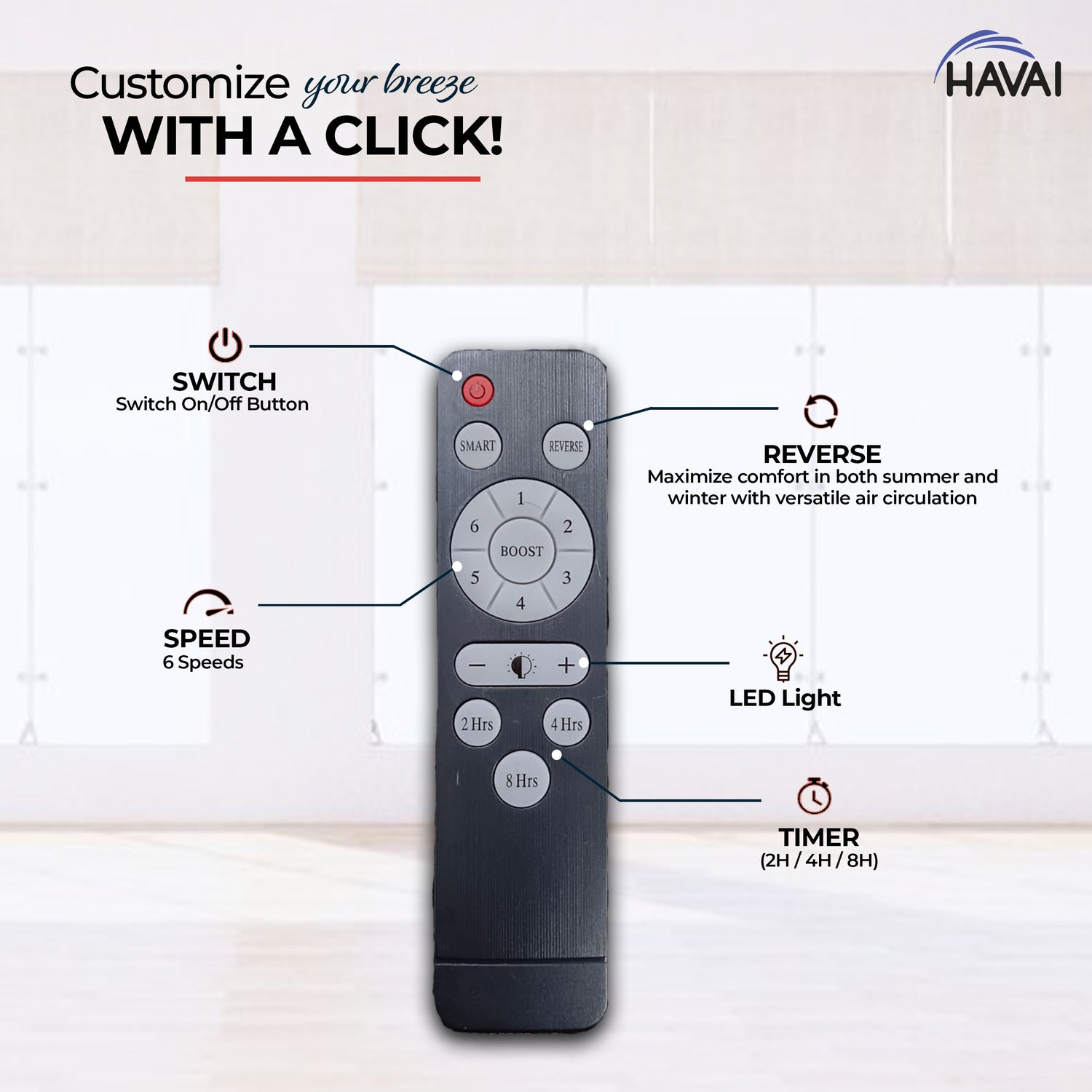 HAVAI Spinel BLDC Ceiling Fan with Decorative Ring | 1200mm, 3 Blades, 27W | Remote Control &amp; 9W LED Light | 2 Years Warranty | Smoky Brown