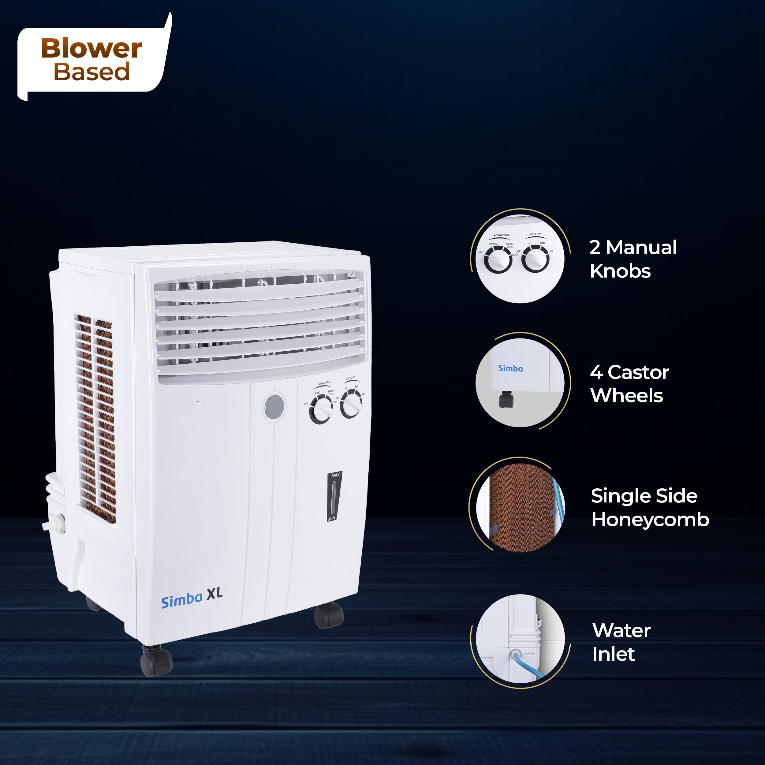 Simba XL Personal Cooler with Blower - 20L, White
