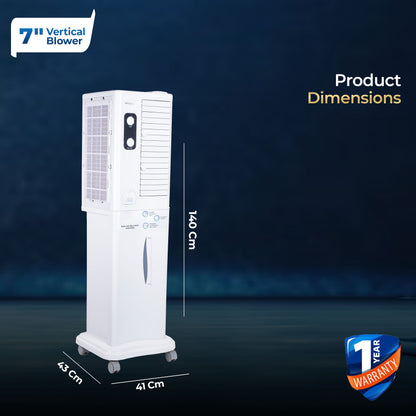 Desert Tower XXL Cooler with Powerful Vertical ABS Blower - 60 L, White