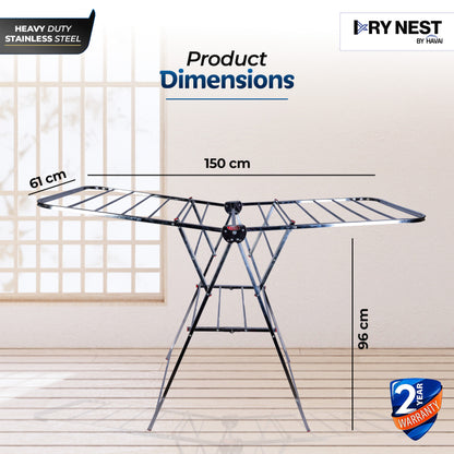 DryNest by HAVAI – Heavy Duty Foldable Cloth Drying Stand |  Rust-Free Stainless Steel Laundry Rack | Indoor, Outdoor &amp; Balcony Use |  Portable Clothes Dryer Stand