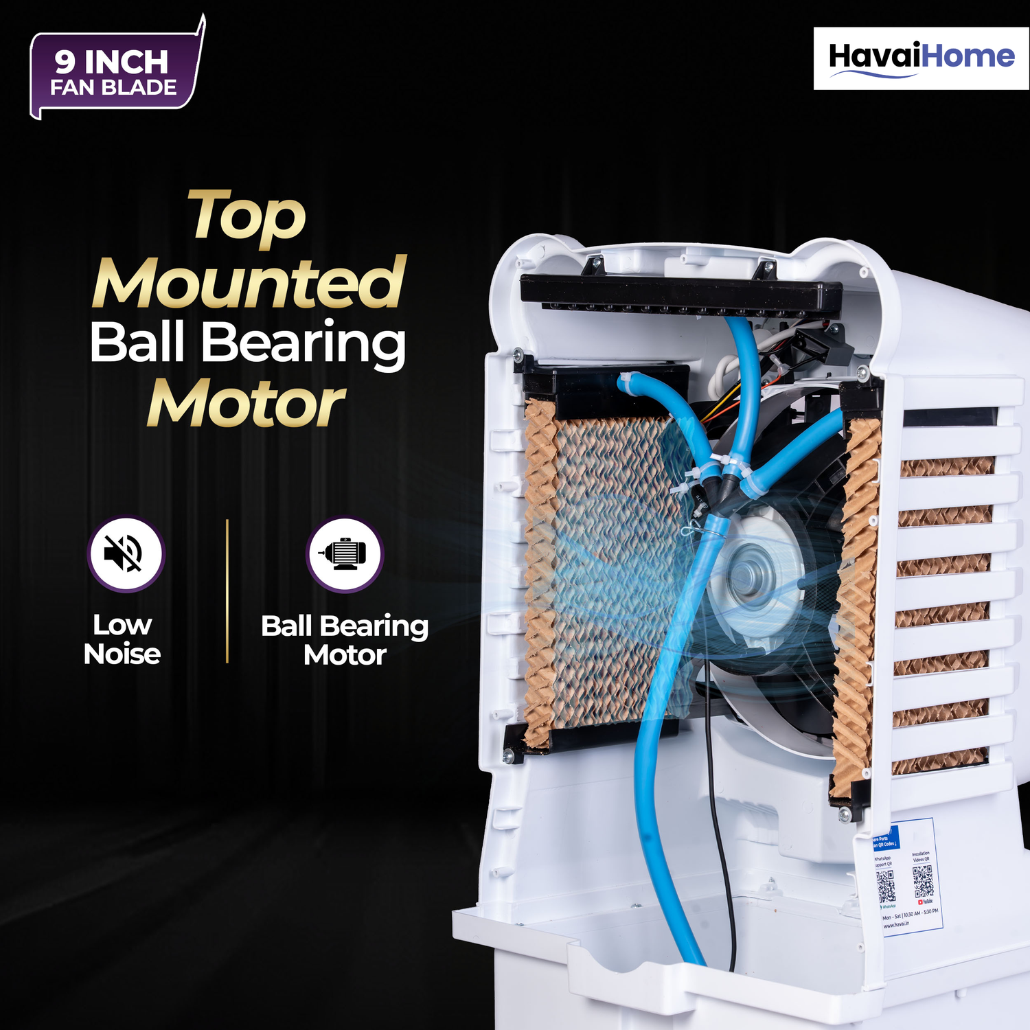 HAVAI Arizona 9 Mini Personal Air Cooler | India’s First 9-Inch Blade Cooler | 2600 RPM | 5 Ft Air Throw | 3-Side Honeycomb | 12L Tank | Motorised Louvers | 120W | Ideal for 50 Sq Ft