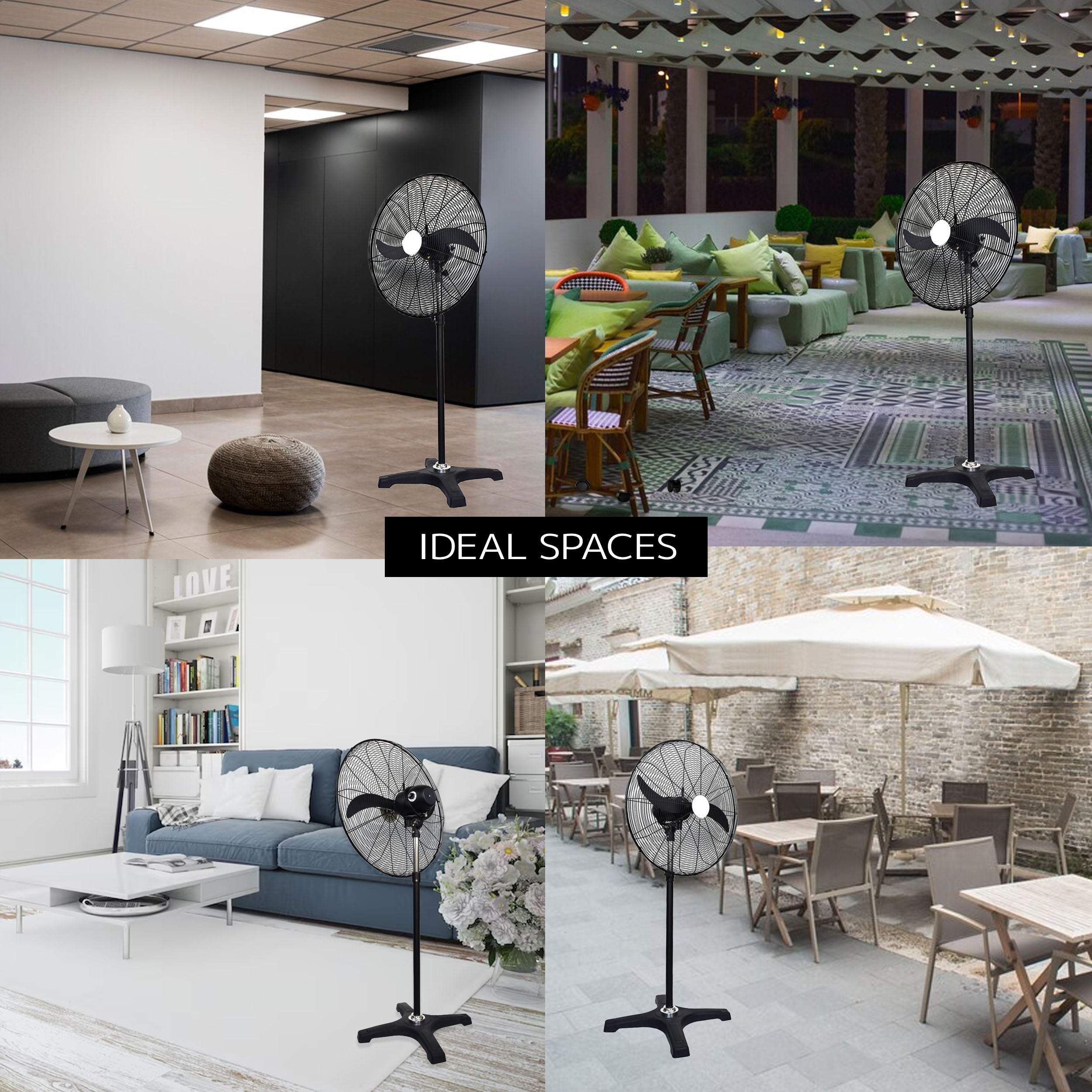 BLDC Pedestal Fan 26 inch, 50% Savings on Electricity, High Velocity, Heavy Duty Metal for Industrial, Commercial and Residential Use, Assembly Included