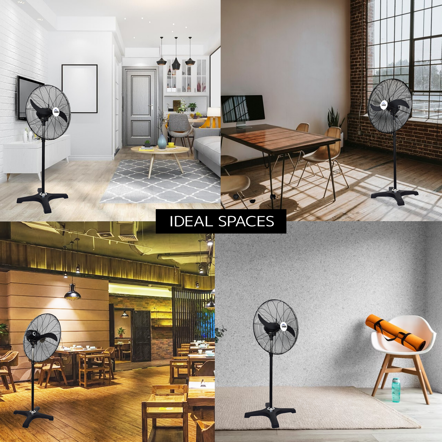 Havai BLDC Pedestal Fan 30 Inch, 50% Savings On Electricity, High Velocity, Heavy Duty Metal For Industrial, Commercial And Residential Use, Assembly Included , Black