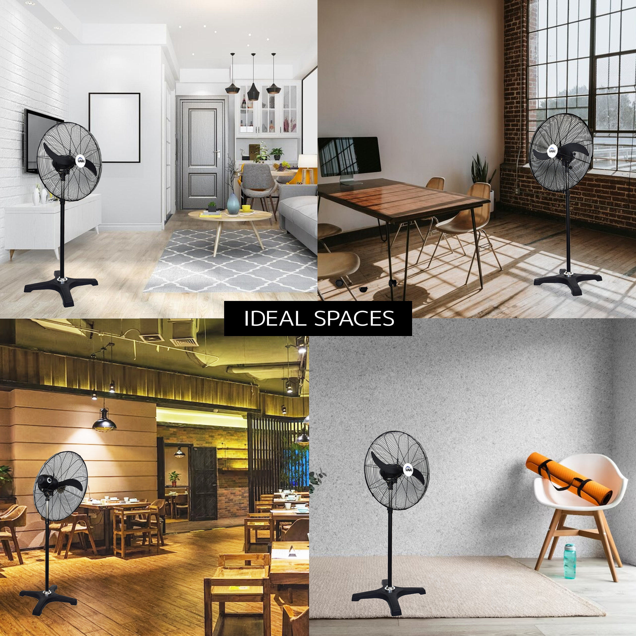 Havai BLDC Pedestal Fan 30 Inch, 50% Savings On Electricity, High Velocity, Heavy Duty Metal For Industrial, Commercial And Residential Use, Assembly Included , Black