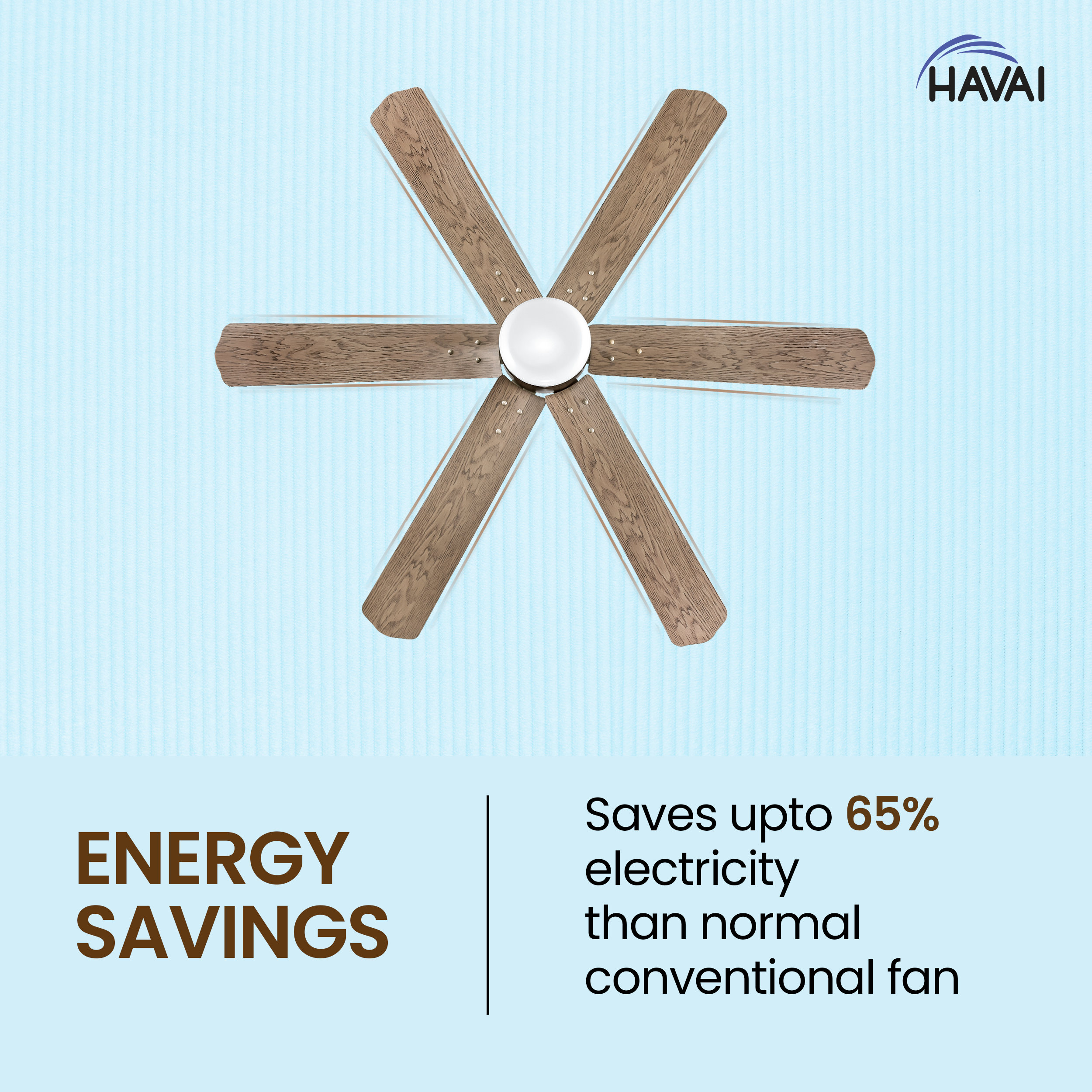 HAVAI Pristine Wooden Range BLDC Ceiling Fan - 6 Blades - 35W, Ashwood 1200mm Blade with Remote (WHITE 0.5 LED)…