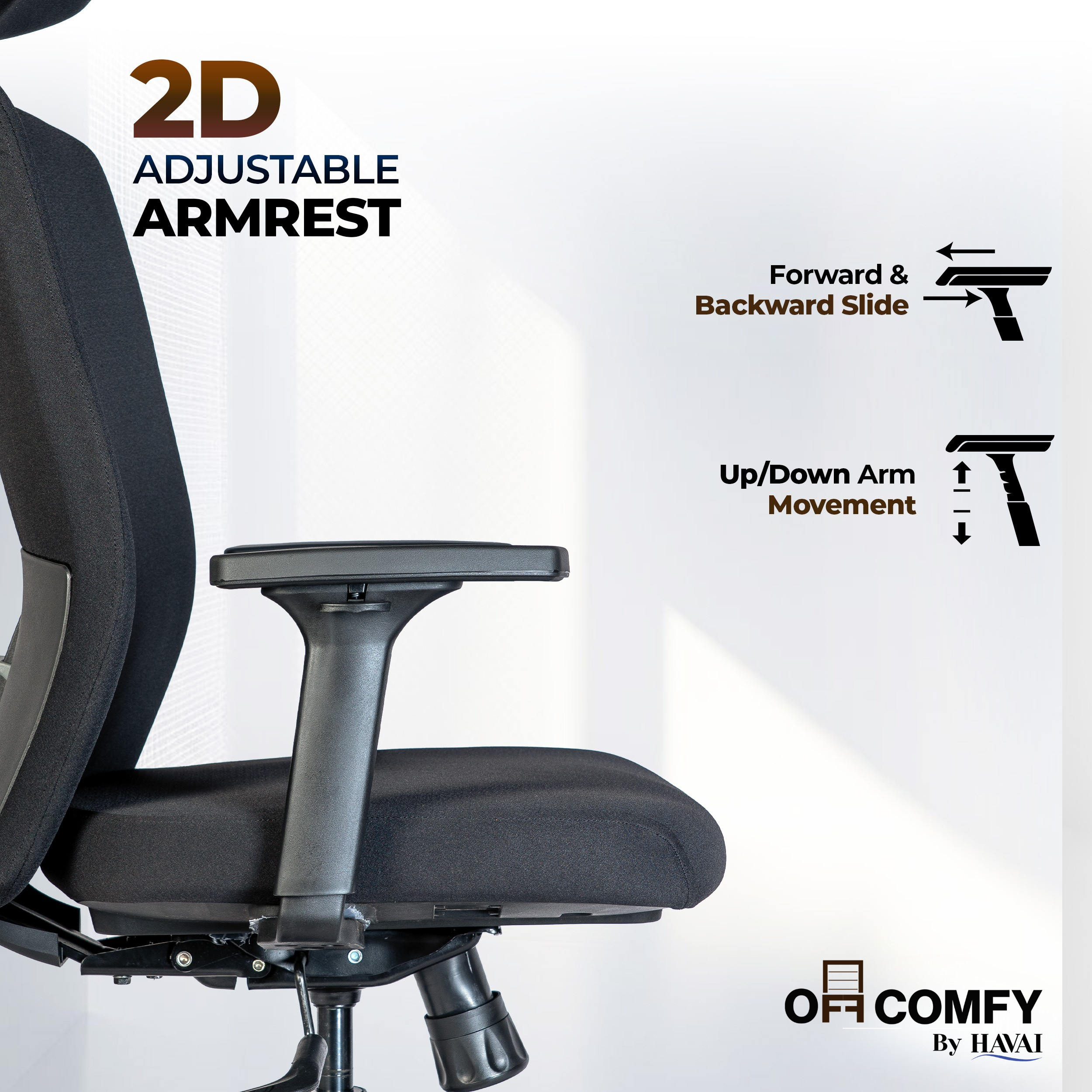 Off-Comfy by HAVAI Swift High Back Ergonomic Office Chair | Fixed Headrest | 3D Adjustable Armrest | Lumbar Support | Synchronized Recline | Chrome Base | Work from Home &amp; Office Chair