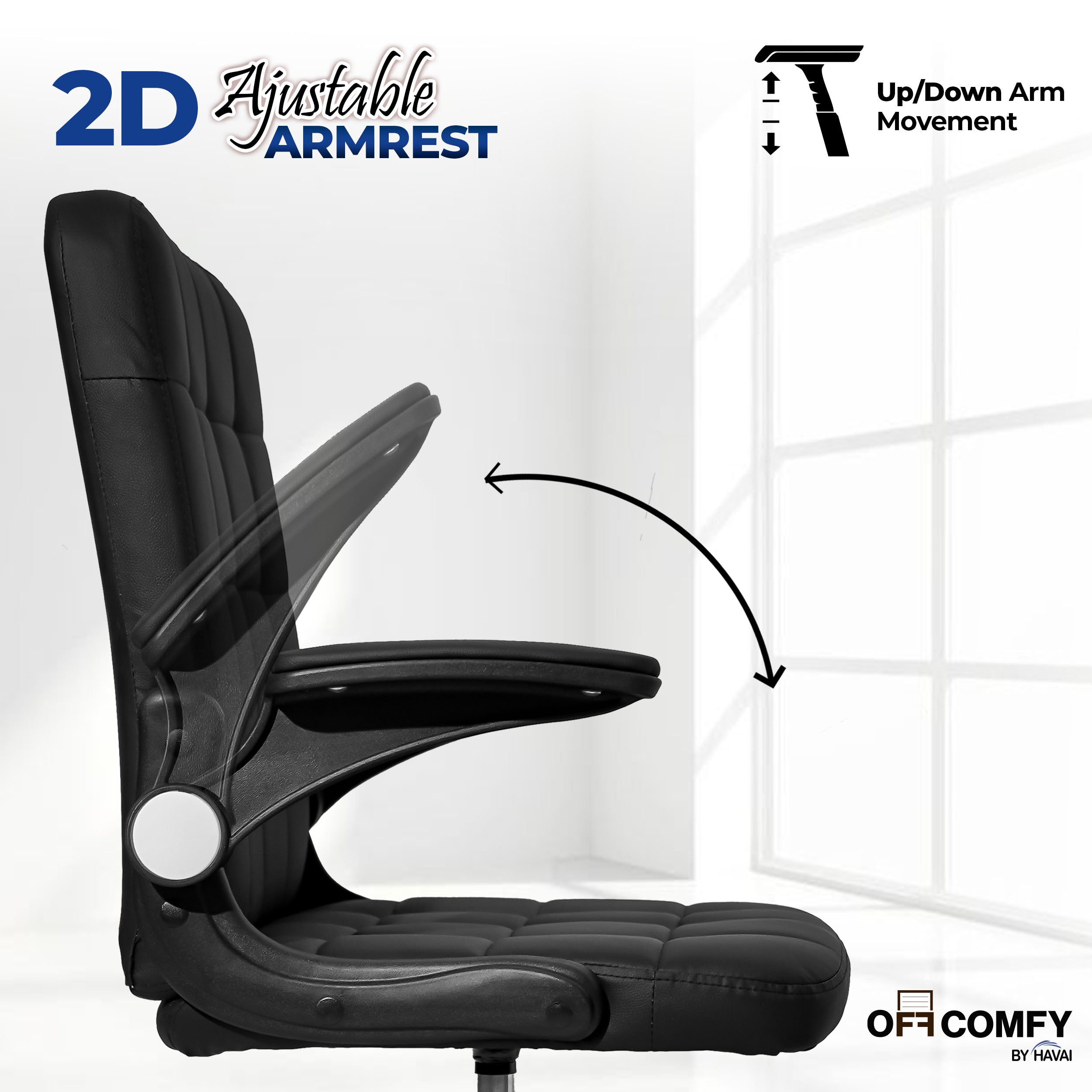 HAVAI Urban Seat Executive Office Chair | Premium Black PVC Upholstery | Ergonomic Cushioned Seat | Class 1 Gas Lift | Nylon Base &amp; Wheels | Home, Office &amp; WFH Chair