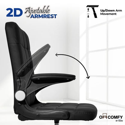 HAVAI Urban Seat Executive Office Chair | Premium Black PVC Upholstery | Ergonomic Cushioned Seat | Class 1 Gas Lift | Nylon Base &amp; Wheels | Home, Office &amp; WFH Chair