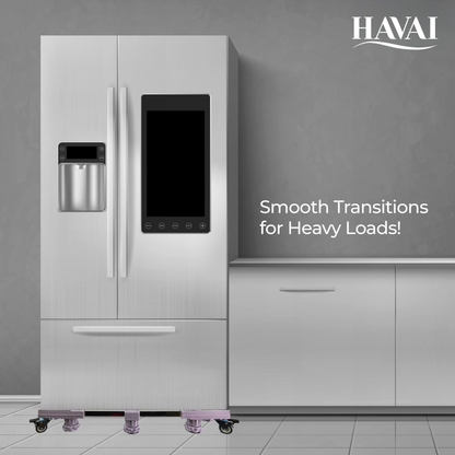 HAVAI Premium Trolley Stand with Wheels for Heavy Duty Side by Side Refrigerator, Double Door Refrigerator: Colour - Bluish Grey, 800 Kgs (10 Grip, 4 Wheels)