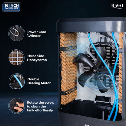 Havai Elite Pro 60 Desert Air Cooler, 60 L, 16-Inch Fan, 20 Ft Air Throw