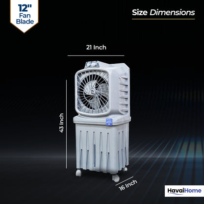 Mighty 12 Personal Air Cooler | 12 inch Blade | 50L Tank Capacity, 120W Power, 200 Sq. Ft. Area Coverage | 15 Ft. Air Throw, 3-Speed Control, Grey