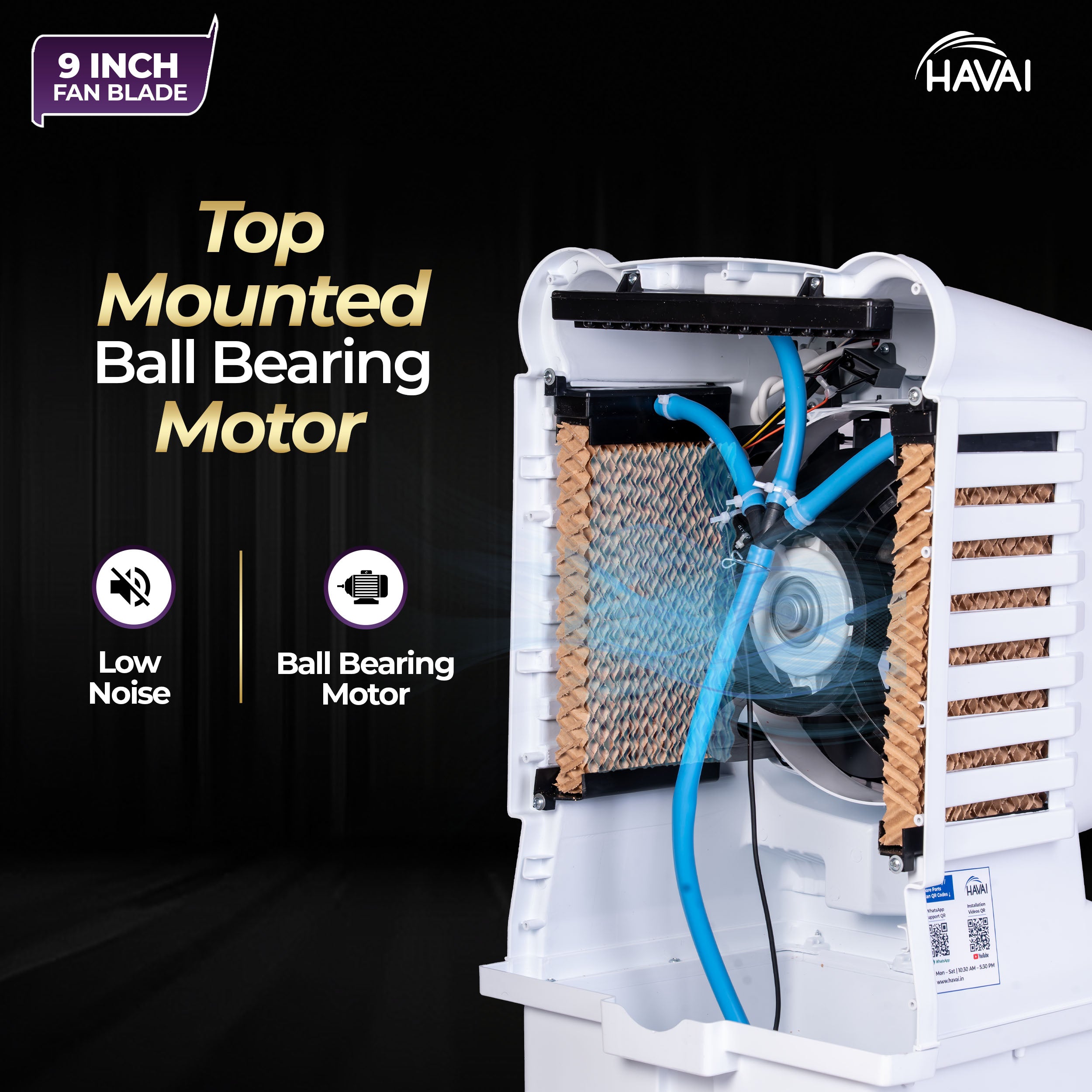 HAVAI Arizona 9 Mini Personal Air Cooler | India’s First 9-Inch Blade Cooler | 2600 RPM | 5 Ft Air Throw | 3-Side Honeycomb | 12L Tank | Motorised Louvers | 120W | Ideal for 50 Sq Ft