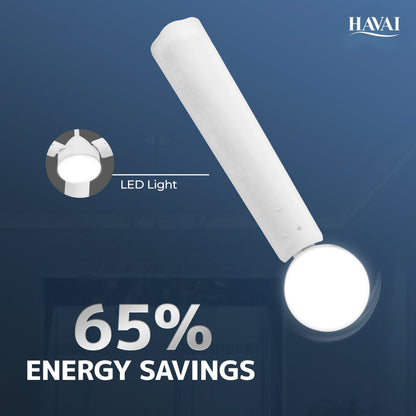 HAVAI Spinel BLDC Ceiling Fan 28W, 1200mm Blade with Remote - Pearl White,9W LED Light