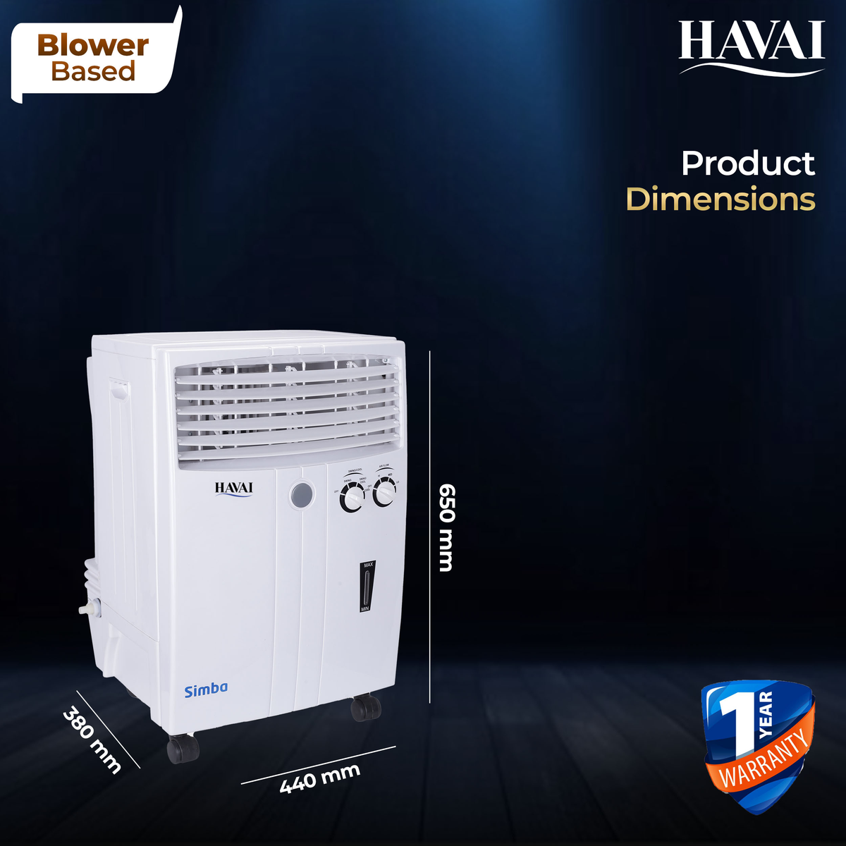HAVAI Simba Personal Cooler with Blower - 20L, White