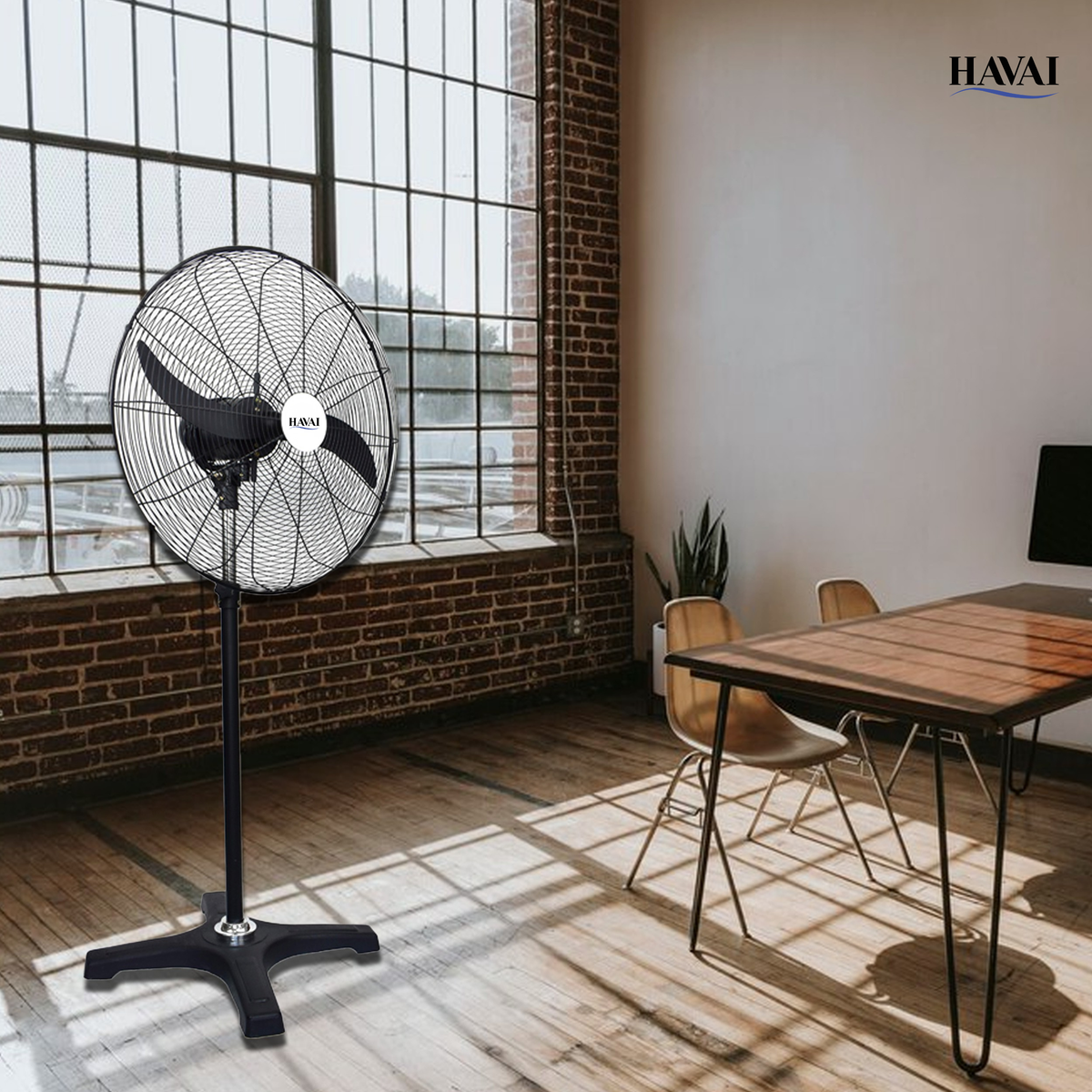 HAVAI BLDC Pedestal Fan 30 Inch, 50% Savings On Electricity, High Velocity, Heavy Duty Metal For Industrial, Commercial And Residential Use, Assembly Included , Black