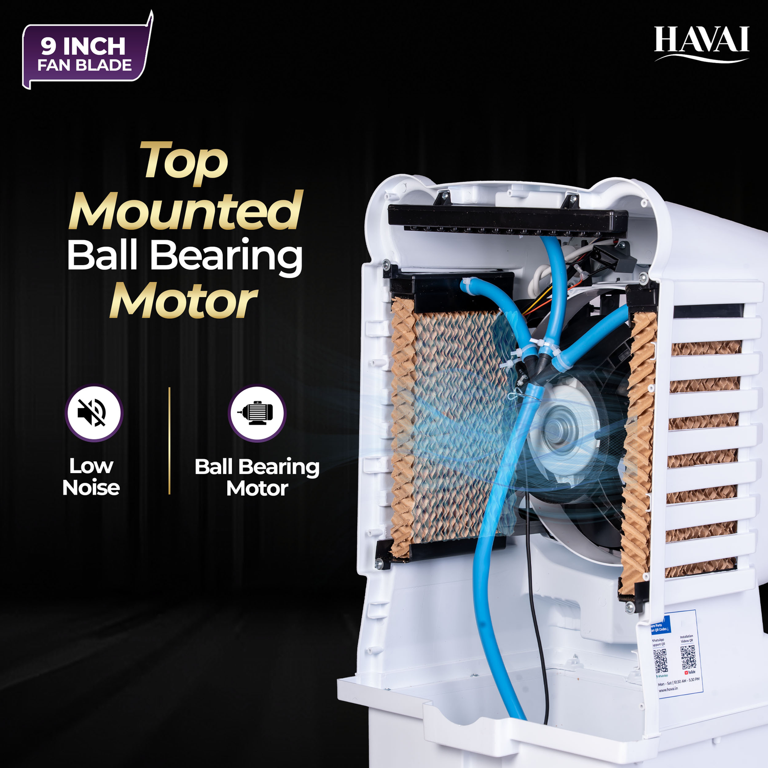 HAVAI Arizona 9 Mini Personal Air Cooler | India’s First 9-Inch Blade Cooler | 2600 RPM | 5 Ft Air Throw | 3-Side Honeycomb | 12L Tank | Motorised Louvers | 120W | Ideal for 50 Sq Ft