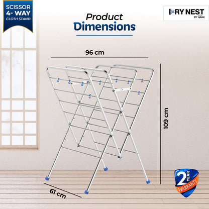 HAVAI DRY NEST 3kg Heavy Duty Premium Cloth Drying Stand | 4-Way Foldable Stainless Steel Clothes Dryer | 23 Rods with Hanger Hooks | 30kg Load Capacity | Strong &amp; Stable | 2 Year Warranty