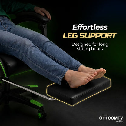 HAVAI Vortex GREEN Gaming Chair | Ergonomic High Back Computer Chair with Linkage Armrests | Reclining &amp; Folding Backrest | Premium 0.55mm PVC Upholstery | High Density Foam Cushion | Class 1 Gas Lift | 320mm Nylon Base | (Green &amp; Black)