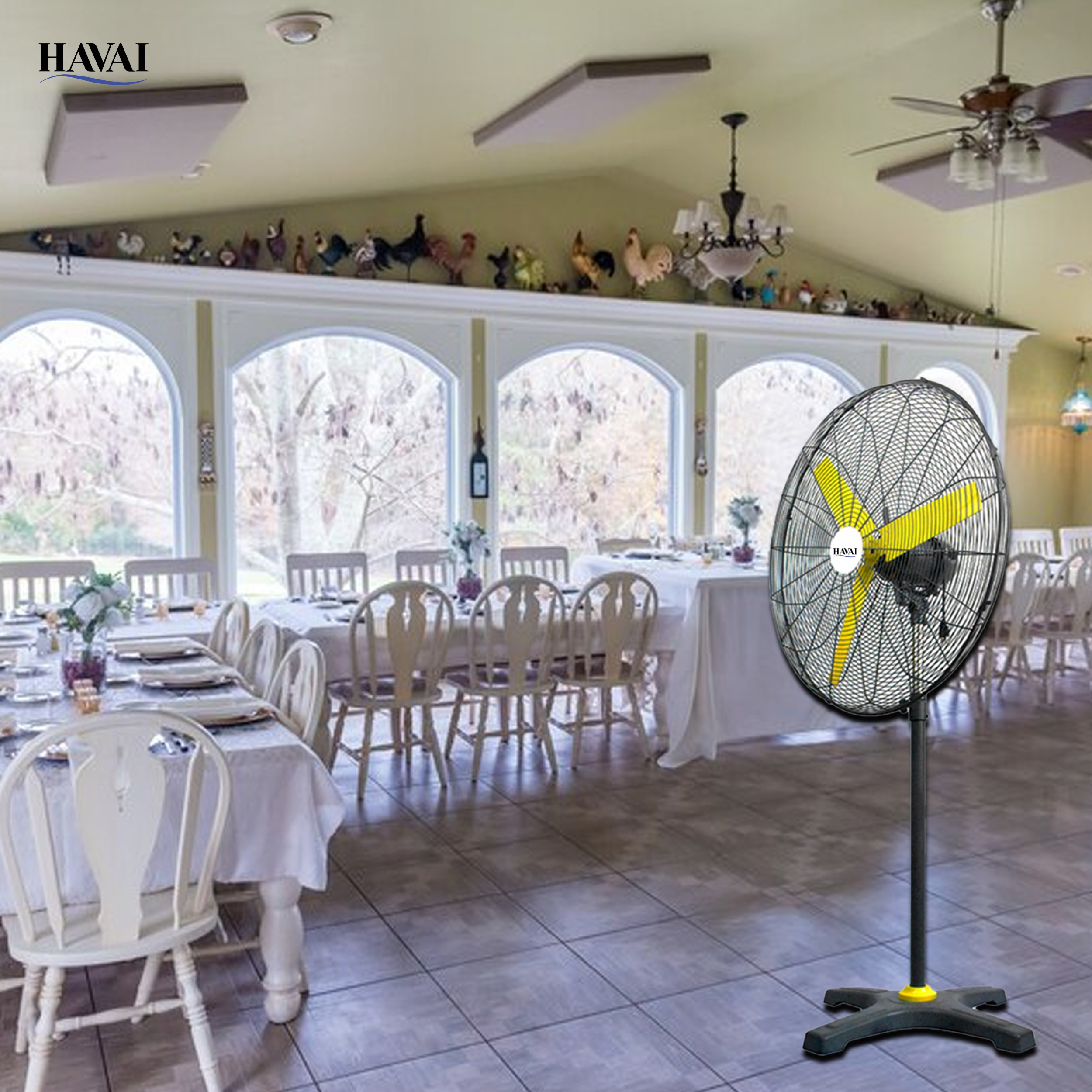 HAVAI BLDC Pedestal Fan 36 inch, 50% Savings on Electricity, High Velocity, Heavy Duty Metal for Industrial, Commercial and Residential Use, Assembly Included