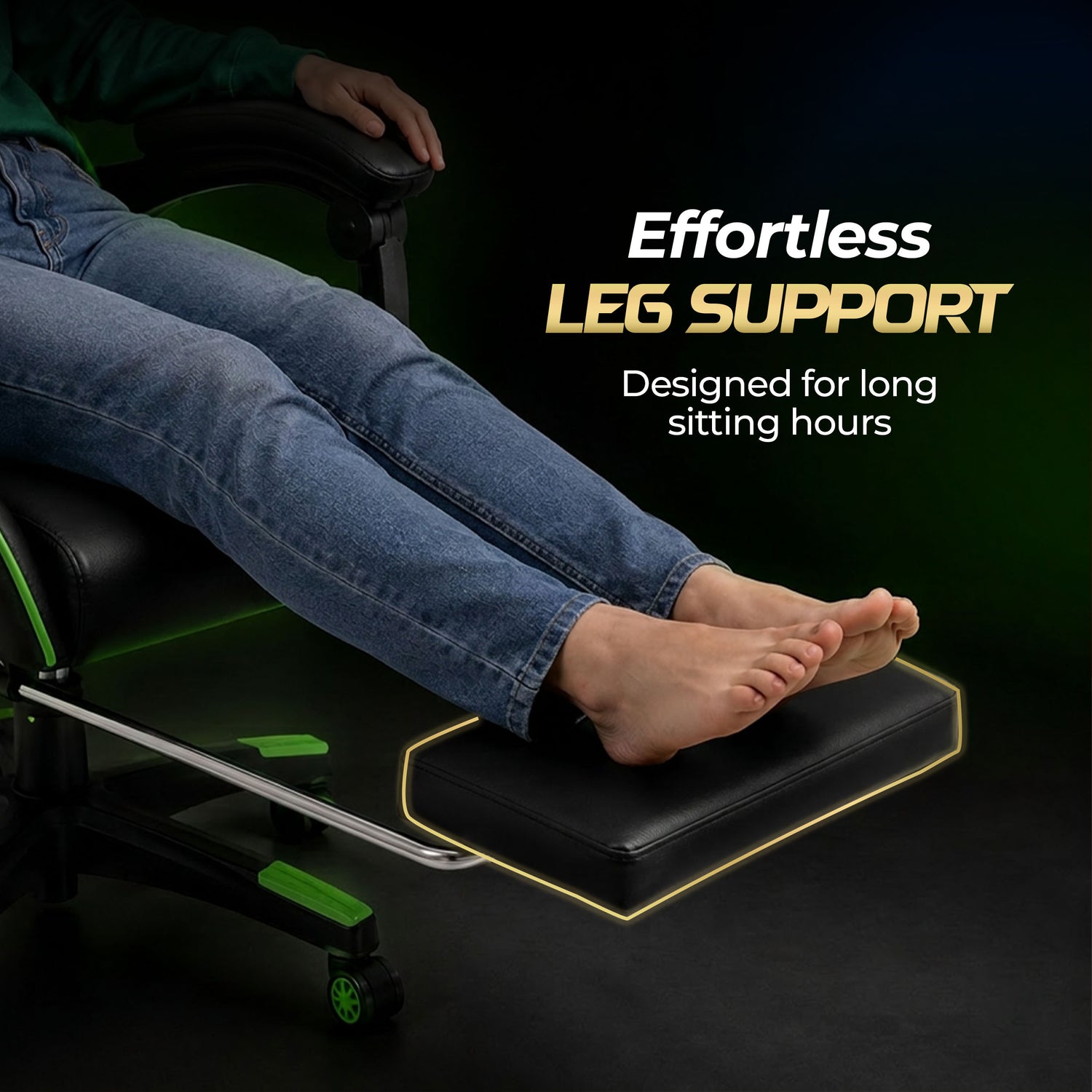 HAVAI Vortex GREEN Gaming Chair | Ergonomic High Back Computer Chair with Linkage Armrests | Reclining &amp; Folding Backrest | Premium 0.55mm PVC Upholstery | High Density Foam Cushion | Class 1 Gas Lift | 320mm Nylon Base | (Green &amp; Black)