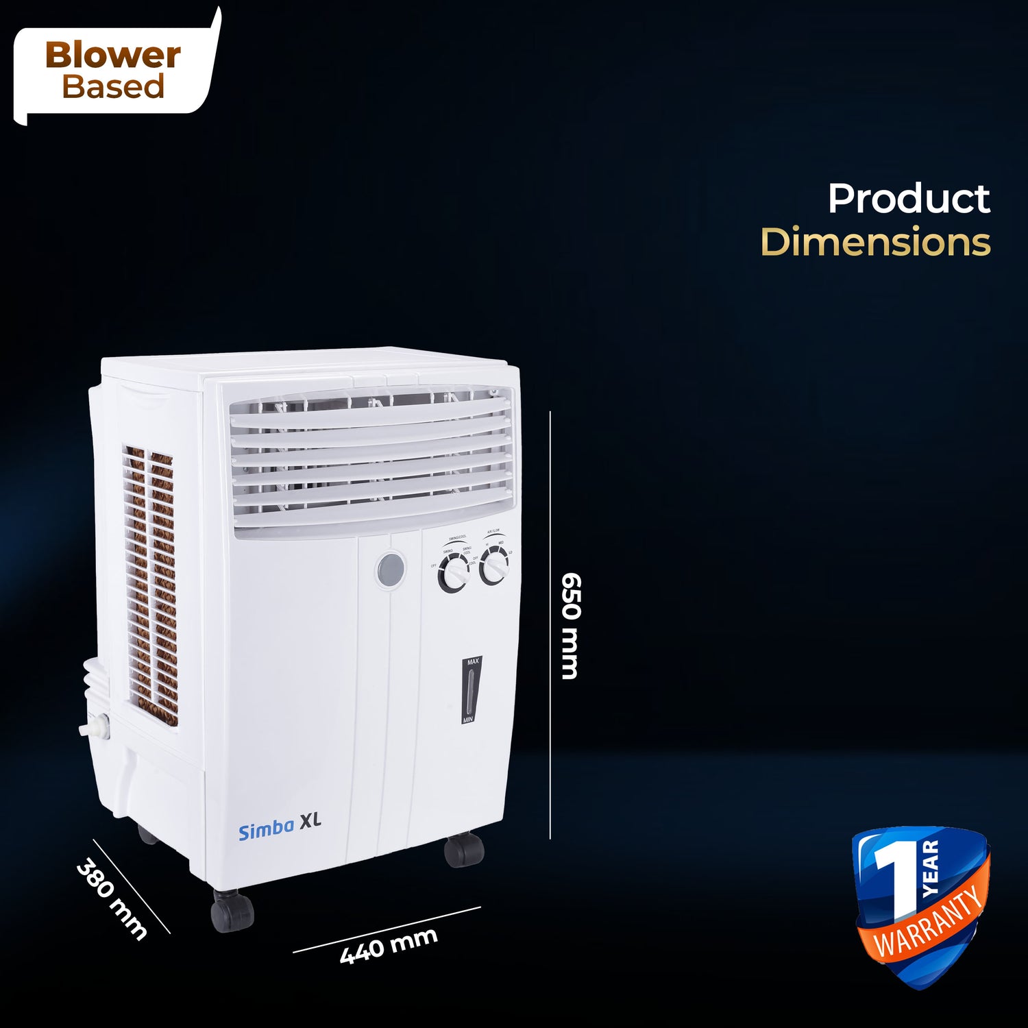 Simba XL Personal Cooler with Blower - 20L, White