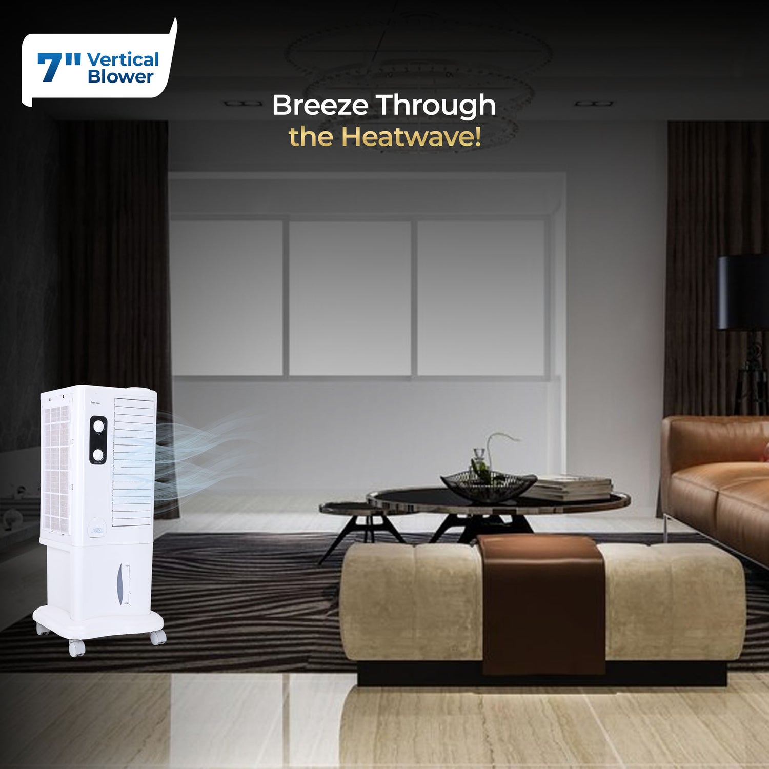 Desert Tower Cooler with Blower, 22 L, White