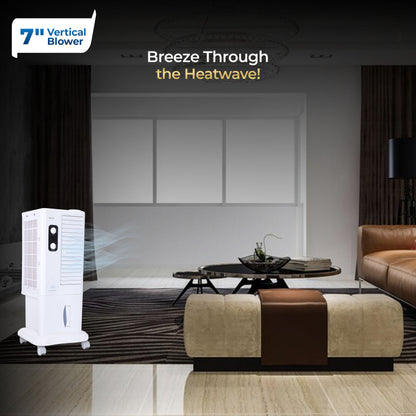 Desert Tower Cooler with Blower, 22 L, White