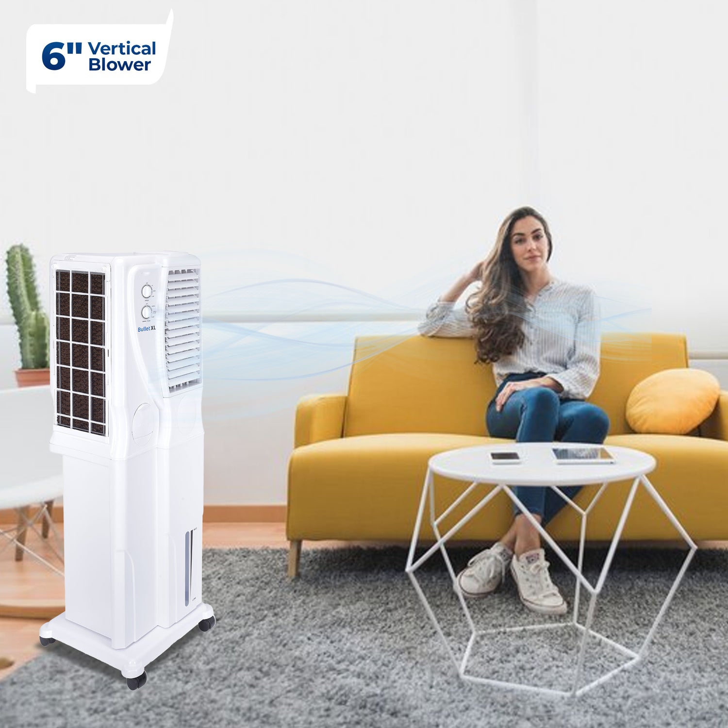 Bullet XL Tower Air Cooler - 34 Liter, White