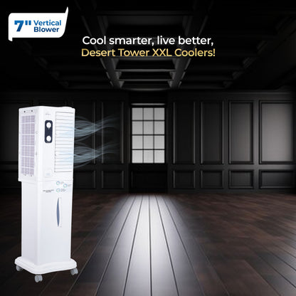 Desert Tower XXL Cooler with Powerful Vertical ABS Blower - 60 L, White